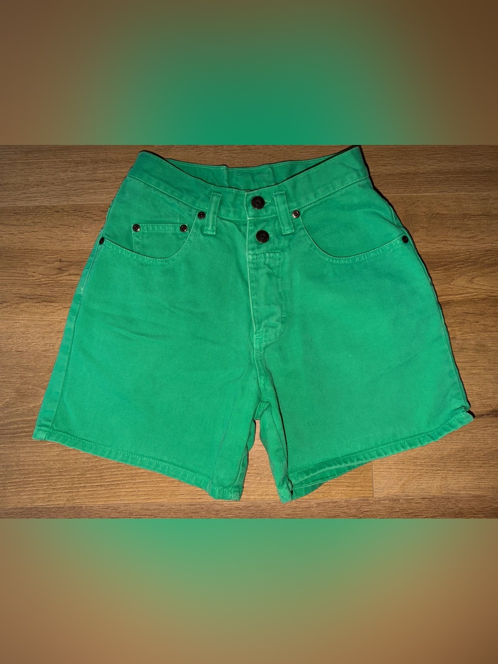 Y2K Paris Sport Club Vintage High-Rise Green Women’s Jean Shorts